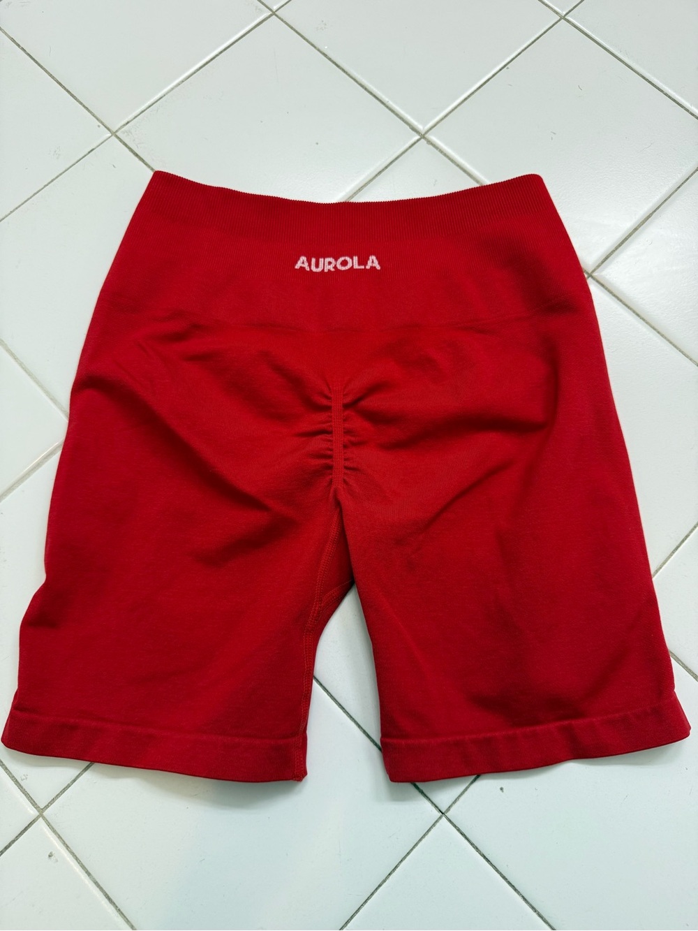 Women's High-Waist Red Bike Shorts